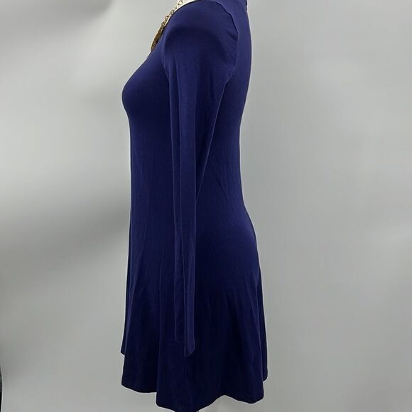 Express bluish purple long sleeve back zipper dress - Picture 4 of 5